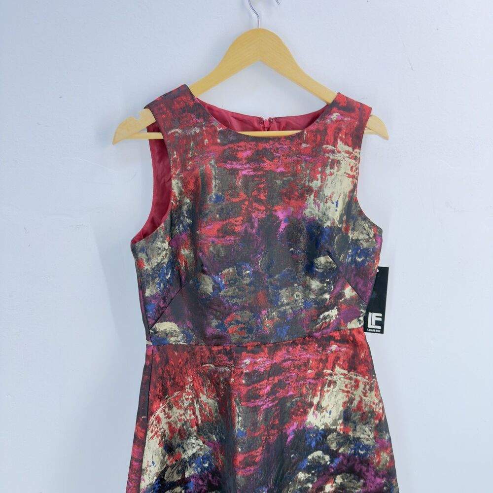 NWT Leslie Fay Women Dress Striped Fit & Flare Black Gold Size 8 - Picture 9 of 17